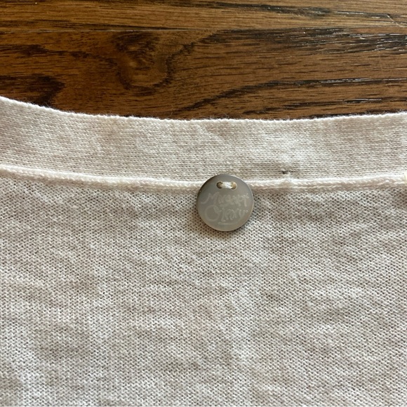 Margaret O’Leary Cardigan Sweater Stripes Ivory Medium Large Designer Cashmere? - Picture 5 of 10